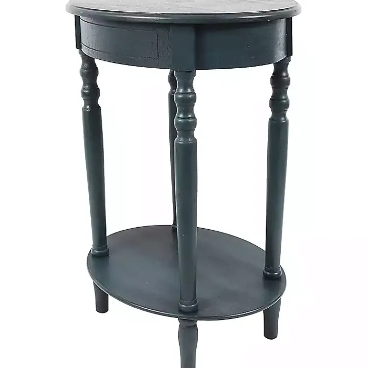 Kirklands Home Accent & End Tables|Oval Antique Navy Accent Table Blue