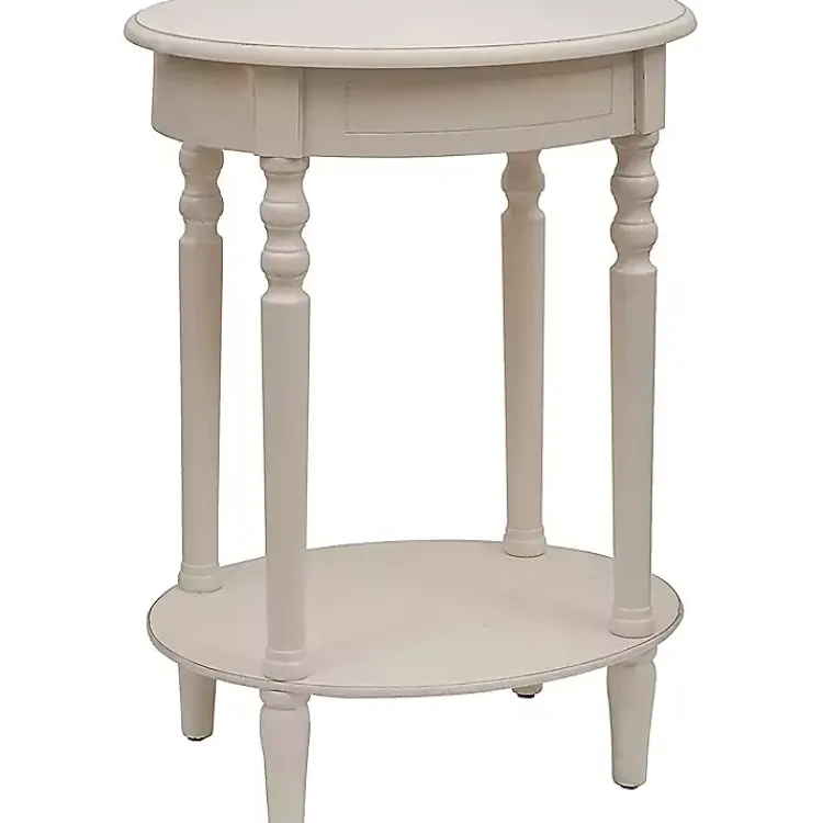 Kirklands Home Accent & End Tables|Oval Antique Accent Table White