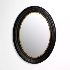 Kirklands Home Decorative Mirrors|Oval Bodiford Black and Gold Wall Mirror