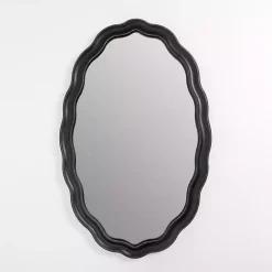Kirklands Home Decorative Mirrors|Oval Catorina Black Wavy Wall Mirror