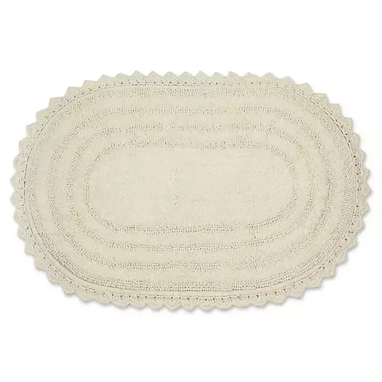 Kirklands Home Bathroom Rugs|Oval Classic Crochet Bath Mat Ivory