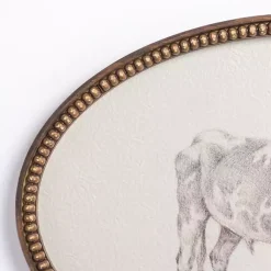 Kirklands Home Framed Art|Oval Cow Sketch Beaded Framed Art Print