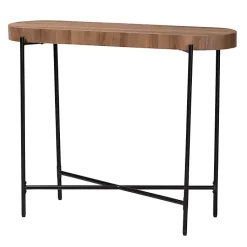 Kirklands Home Console Tables|Oval Light Wood X Base Console Table Brown