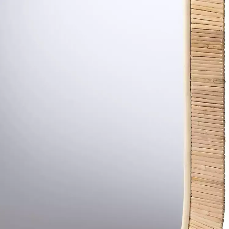 Kirklands Home Decorative Mirrors|Oval Mahogany and Rattan Wall Mirror