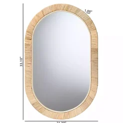Kirklands Home Decorative Mirrors|Oval Mahogany and Rattan Wall Mirror