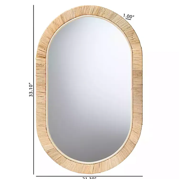 Kirklands Home Decorative Mirrors|Oval Mahogany and Rattan Wall Mirror