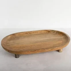 Kirklands Home Serving & Entertaining|Oval Mango Wood Footed Serving Platter Brown