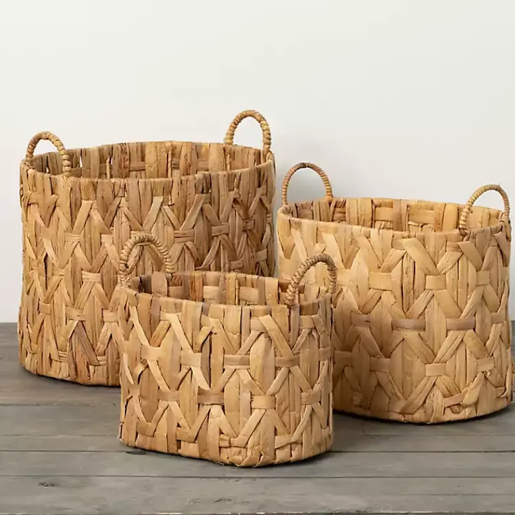 New Oval Natural Woven Baskets, Set of 3 Baskets & Boxes