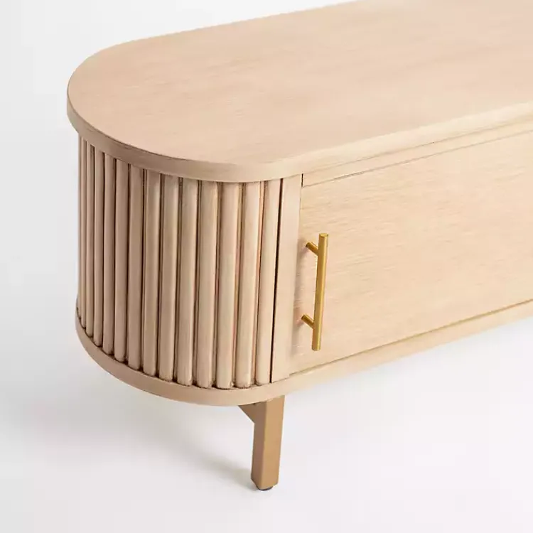 Kirklands Home Coffee Tables|Oval Ribbed Sliding Doors Coffee Table Tan