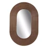 Kirklands Home Decorative Mirrors|Oval Walnut Ribbed Wood Wall Mirror
