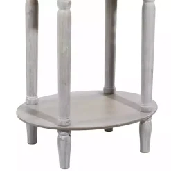 Kirklands Home Accent & End Tables|Oval washed Pine Wood Side Table White