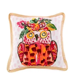 Kirklands Home Outdoor Cushions & Pillows|Owl Be There Jute Trim Outdoor Pillow