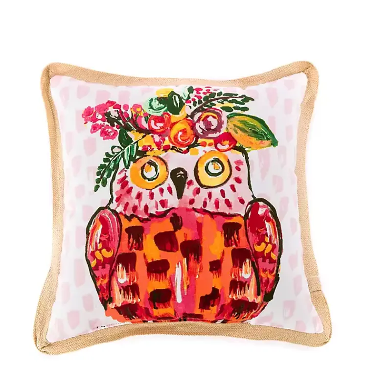 Kirklands Home Outdoor Cushions & Pillows|Owl Be There Jute Trim Outdoor Pillow