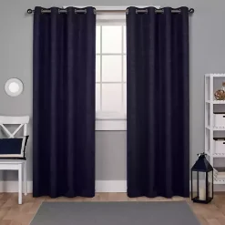 Kirklands Home Curtains & Drapes|Oxford Navy Thermal Curtain Panel Set, 108 in. Blue