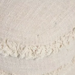 Outlet Pale Beige Tufted Stripe Cotton Square Pouf Poufs & Floor Cushions