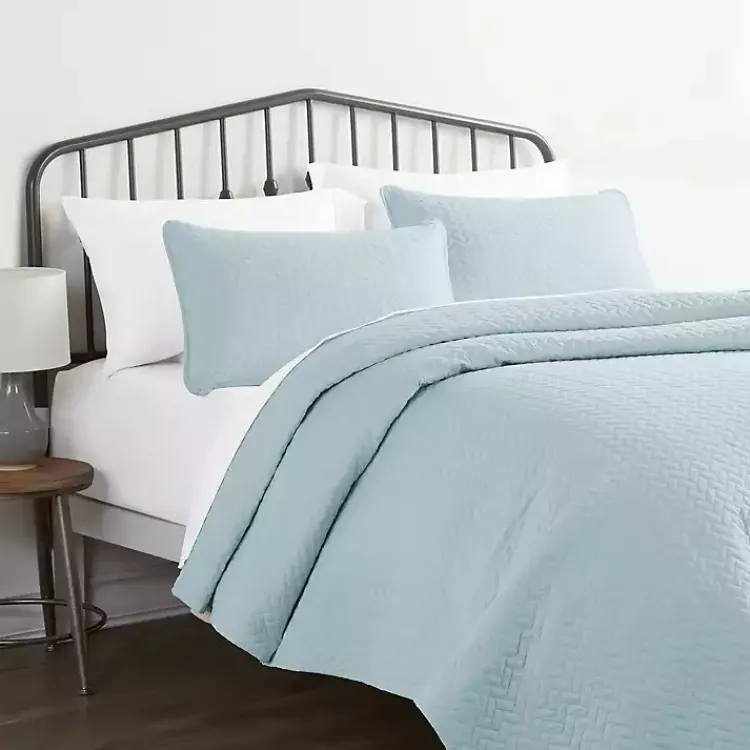 Kirklands Home Bedspreads & Coverlets|Pale Herring 3-pc. Twin Quilted Coverlet Set Blue