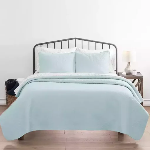Kirklands Home Bedspreads & Coverlets|Pale Herring 3-pc. Twin Quilted Coverlet Set Blue