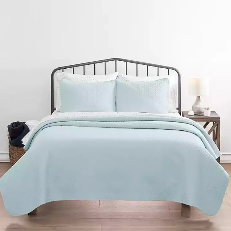 Kirklands Home Bedspreads & Coverlets|Pale Herring 3-pc. Twin Quilted Coverlet Set Blue