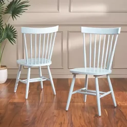 Kirklands Home Dining Chairs|Pale Parker Spindle Dining Chairs, Set of 2 Blue