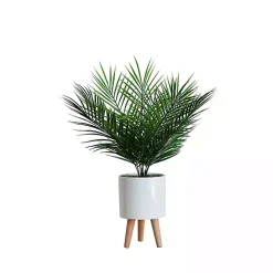 Palm Arrangement in White Footed Pot Arrangements & Greenery