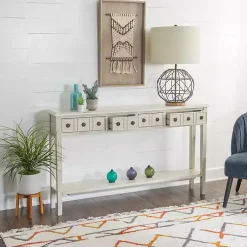 Kirklands Home Console Tables|Paloma Cream 4-Drawer Console Table Ivory