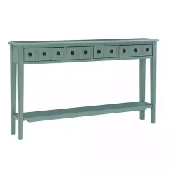 Kirklands Home Console Tables|Paloma Teal 4-Drawer Console Table Green