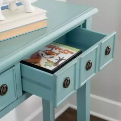 Kirklands Home Console Tables|Paloma Teal 4-Drawer Console Table Green