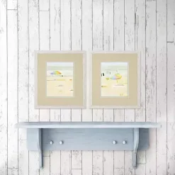 Kirklands Home Framed Art|Pastel Beach Umbrella Framed Art Prints, Set of 2 Tan