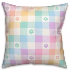 Online Pastel Checkered Floral Outdoor Pillow Easter Decorations