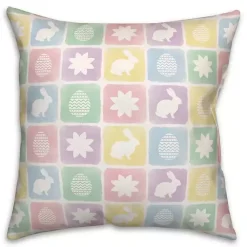 Online Pastel Easter Bunny Grid Outdoor Pillow Easter Decorations