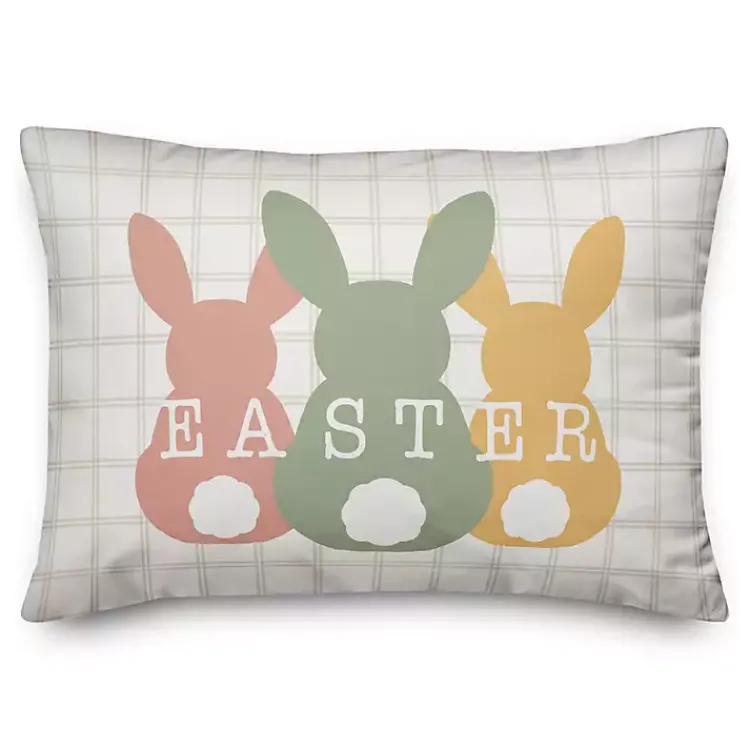 Discount Pastel Easter Bunny Lineup Outdoor Throw Pillow Easter Decorations