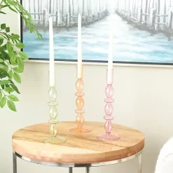 Outlet Pastel Glass Taper Candle Holders, Set of 3 Candle Holders