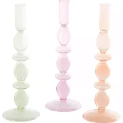 Outlet Pastel Glass Taper Candle Holders, Set of 3 Candle Holders