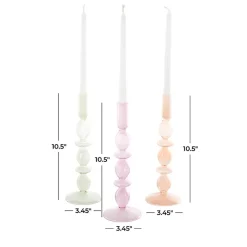 Outlet Pastel Glass Taper Candle Holders, Set of 3 Candle Holders