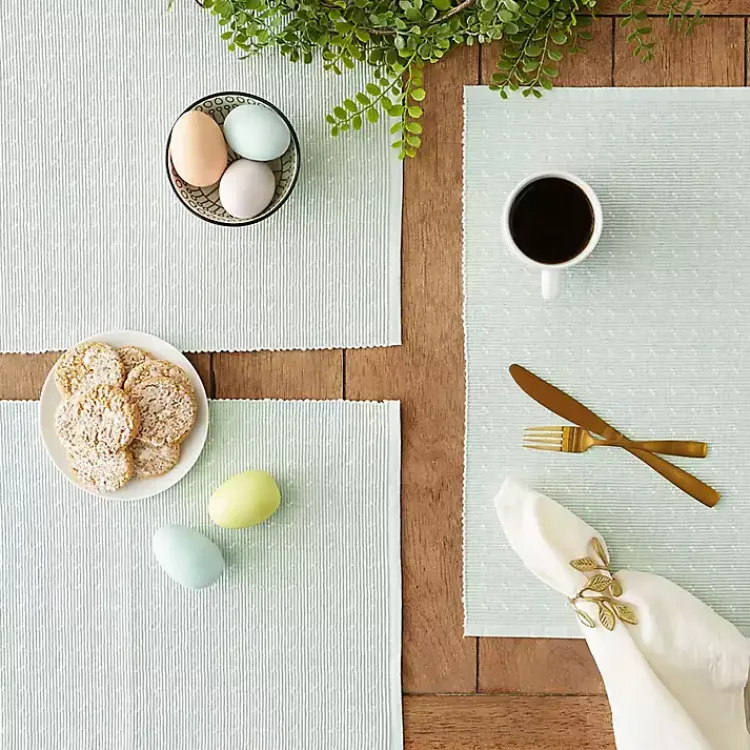 Kirklands Home Table Linens|Pastel Misty Dobby Placemats, Set of 6 Blue