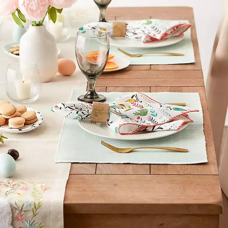 Kirklands Home Table Linens|Pastel Misty Dobby Placemats, Set of 6 Blue