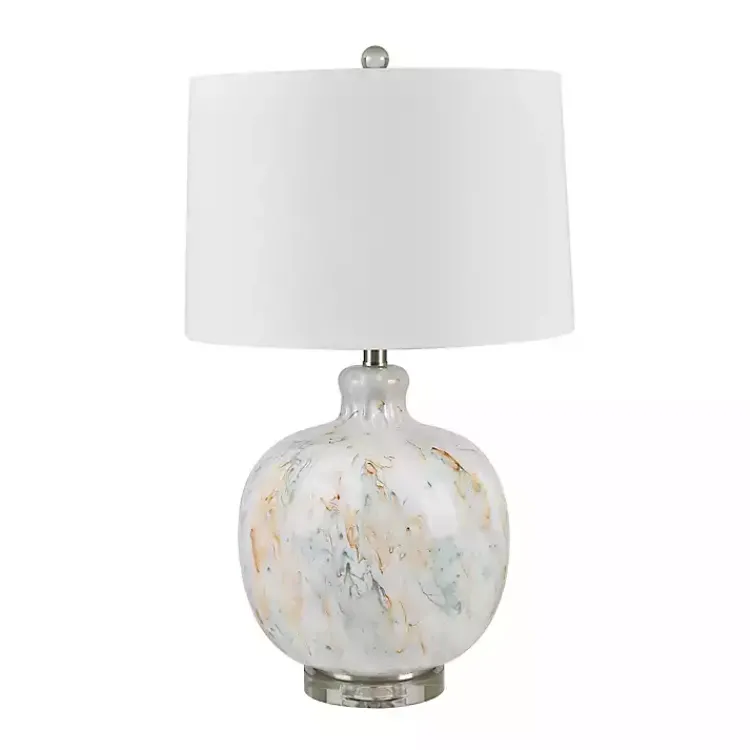 Kirklands Home Table Lamps|Pastel Swirls Glass Table Lamp White