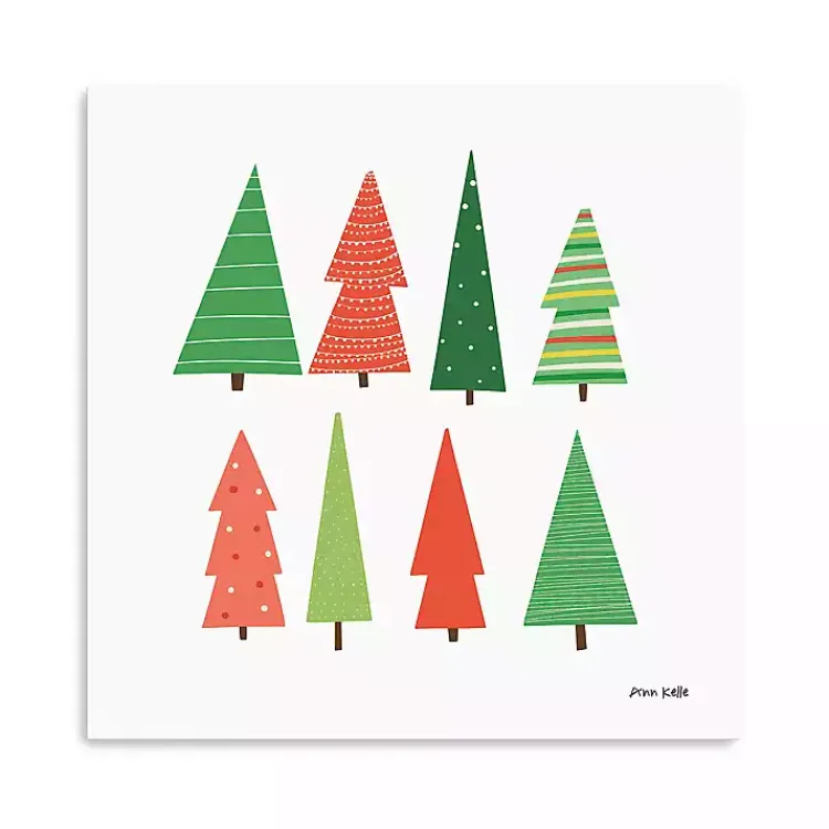 Online Patterned Christmas Trees Canvas Art Print Christmas Art & Wall Decor