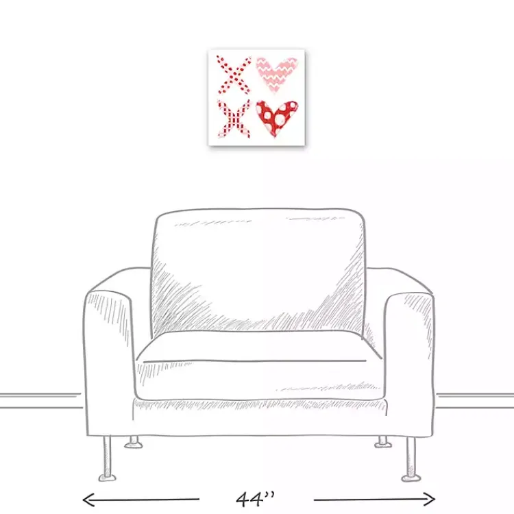 Hot Patterned XOXO Hearts Canvas Art Print Valentines Day Decorations