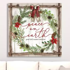 New Peace On Earth Wreath Canvas Art Print Christmas Art & Wall Decor