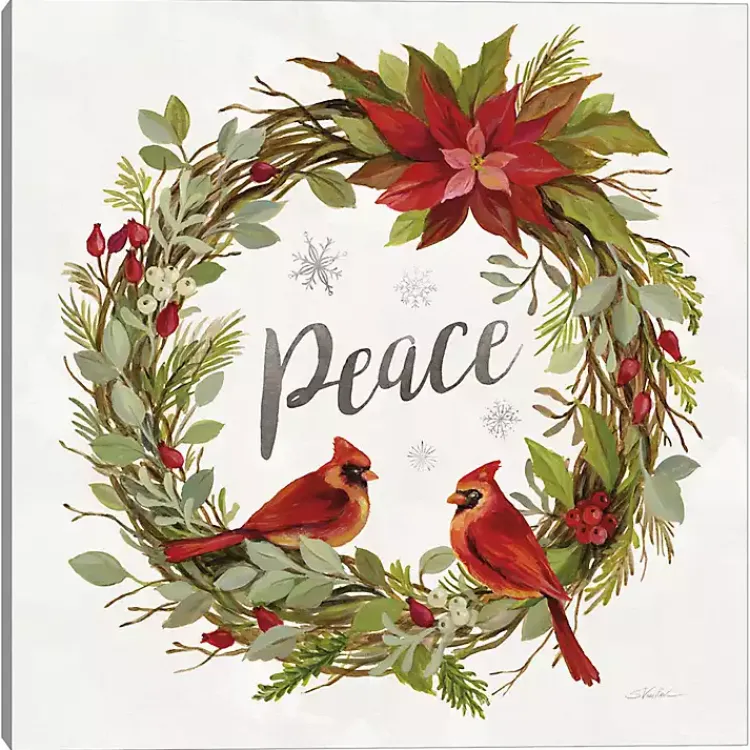 Clearance Peace Wreath Canvas Art Print Christmas Art & Wall Decor