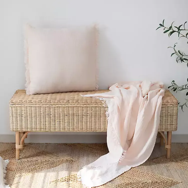 Discount Peach Crinkled Cotton Fringe Throw Blankets & Throws