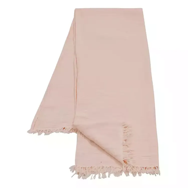 Discount Peach Crinkled Cotton Fringe Throw Blankets & Throws
