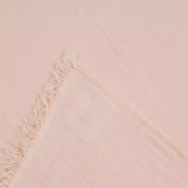Discount Peach Crinkled Cotton Fringe Throw Blankets & Throws