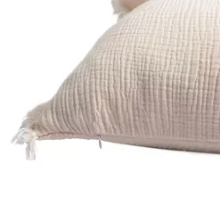 Outlet Peach Gauze Organic Fringe Throw Pillow Pillows