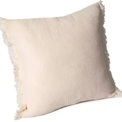 Outlet Peach Gauze Organic Fringe Throw Pillow Pillows