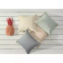 Outlet Peach Gauze Organic Fringe Throw Pillow Pillows