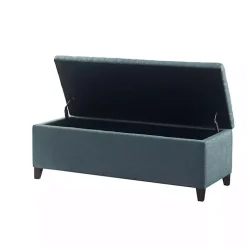 Kirklands Home Benches & Ottomans|Peacock Button Tufted Storage Bench Blue