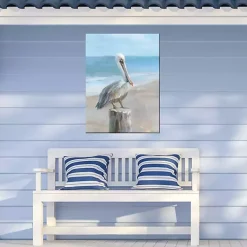 Kirklands Home Outdoor Wall Decor|Pelican Portrait Outdoor Canvas Art Print Blue