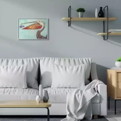 Kirklands Home Framed Art|Pelican's Lost Supper Fish Framed Wall Plaque Blue